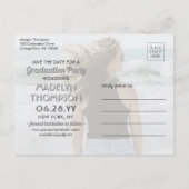 2写真卒業モダンミニマリスト日付の保存 案内ポストカード (裏面)