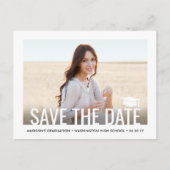 2写真卒業モダンミニマリスト日付の保存 案内ポストカード (正面)