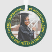 2写真卒業モダン緑金ゴールド黄 オーナメント (裏面)