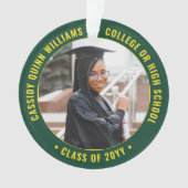 2写真卒業モダン緑金ゴールド黄 オーナメント (正面)