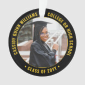 2写真卒業モダン黒金ゴールド黄 オーナメント (正面)