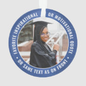 2写真卒業式ブラシ付き青王室のと白 オーナメント (裏面)