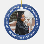 2写真卒業式ブラシ付き青王室のと白 セラミックオーナメント (裏面)