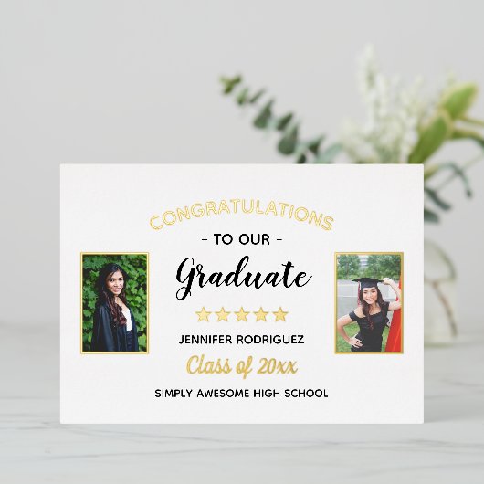 2写真卒業祝い卒業カスタム 箔招待状 (立ち正面)