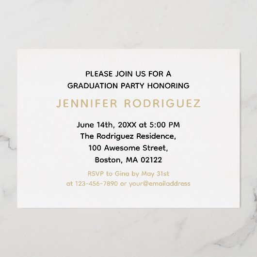 2写真卒業祝い卒業カスタム 箔招待状 (裏面)