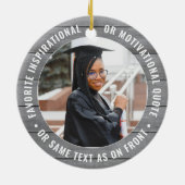 2写真卒業素朴ファームハウスグレイフェイクウッド セラミックオーナメント (裏面)