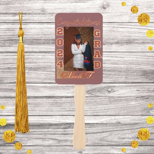 2写真卒業Maroon Redと金ゴールド ハンドファン