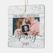 2写真妊娠の新しい親1番目のクリスマスが期待 セラミックオーナメント (左)