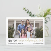 2写真新年ニューアドベンチャーシンプル金ゴールドスクリプト シーズンカード (スタンド正面)