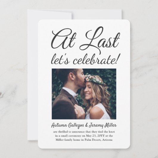 2写真最後のウェディングレセプションお祝い 招待状 (正面)