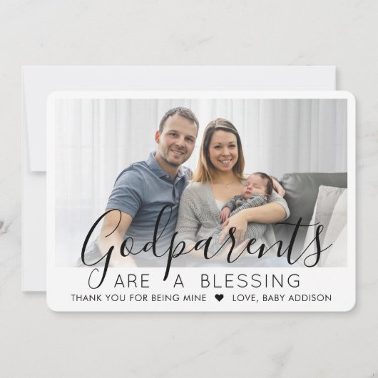 2写真父母モダンバプテスマまたは《キリスト教》洗礼式や命名式 サンキューカード (正面)