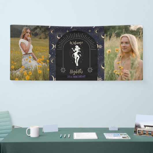 2写真神秘的〔占星術の〕十二宮図レオ21歳の誕生日 横断幕 (トレードショー)