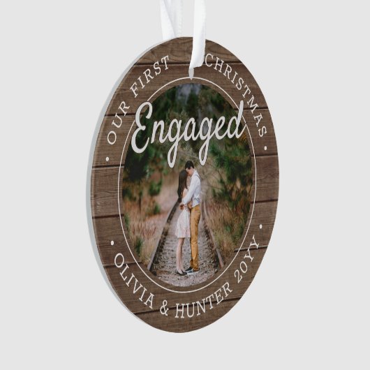 2写真第1回クリスマスウ婚約したッ素朴ドフェイク オーナメント (正面)