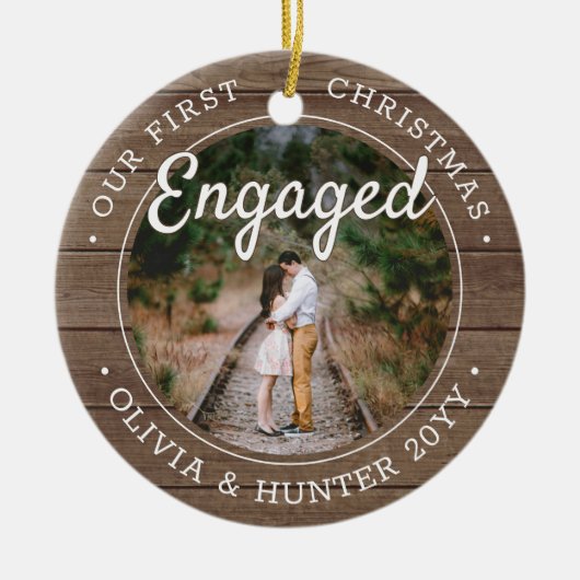 2写真第1回クリスマスウ婚約したッ素朴ドフェイク セラミックオーナメント (正面)