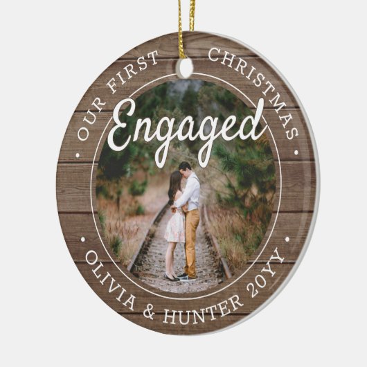 2写真第1回クリスマスウ婚約したッ素朴ドフェイク セラミックオーナメント (左)