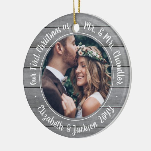 2写真第1回クリスマスグレイフェイクウッド セラミックオーナメント (左)