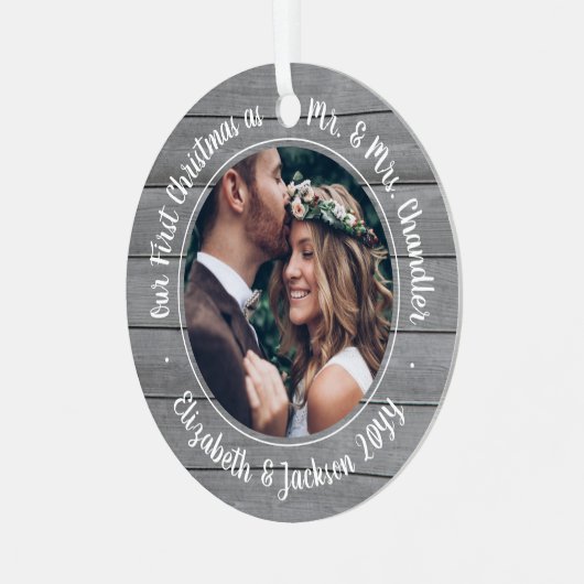 2写真第1回クリスマスグレイフェイクウッド メタルオーナメント (正面左)