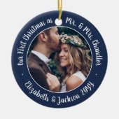 2写真第1回クリスマススクリプト海軍とホワイト夫人 セラミックオーナメント (正面)