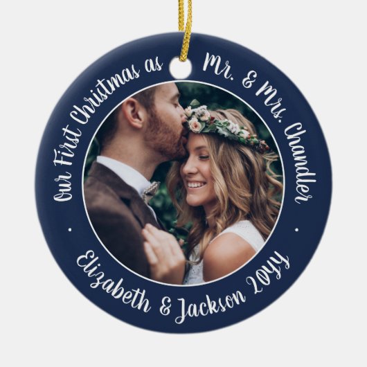 2写真第1回クリスマススクリプト海軍とホワイト夫人 セラミックオーナメント (正面)