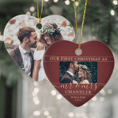 2写真第1回クリスマスブルゴーニュ金ゴールドハート セラミックオーナメント