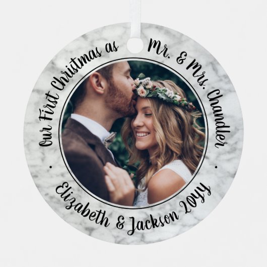 2写真第1回クリスマスマーブルエレガントフェイク夫人 メタルオーナメント (正面)