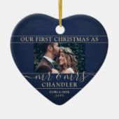 2写真第1回クリスマス海軍と金ゴールドハート セラミックオーナメント (正面)