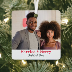 2写真結婚したとメリー初めてのクリスマス結婚した メタルオーナメント