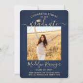 2写真親おめでとうネイビーブルー金ゴールド卒業 案内状 (正面)