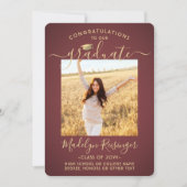 2写真親おめでとうブルゴーニュ金ゴールド卒業 案内状 (正面)