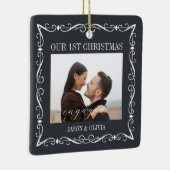 2写真飾り枠初めてのクリスマス 婚約した セラミックオーナメント (右)