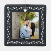 2写真飾り枠初めてのクリスマス 婚約した セラミックオーナメント (裏面)