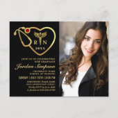 2写真黒モダン金ゴールド看護卒業 インビテーションポストカード (正面)