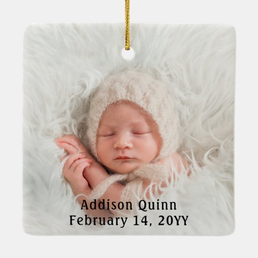 2写真1クリスマス祖父母スクリプト大理石フェイク セラミックオーナメント (裏面)