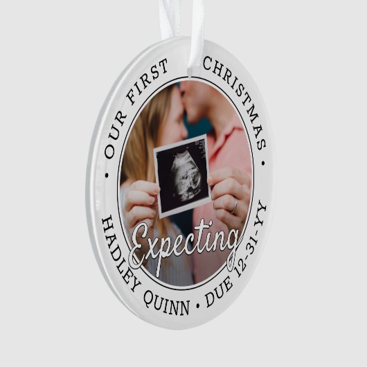 2写真1番目のクリスマスが新しい親ベビーを期待モダン オーナメント (正面)