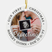 2写真1番目のクリスマスが新しい親ベビーを期待モダン セラミックオーナメント (正面)