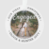 2写真1stクリスマスブ婚約したロモダンック&ホワイト オーナメント (正面)