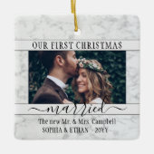 2写真1stクリスマスマ結婚したロエレガントスフェイクビー セラミックオーナメント (正面)