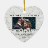 2写真1stクリスマスマ結婚したーブルフェイクハート セラミックオーナメント (正面)