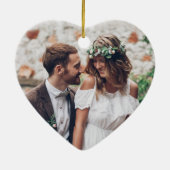 2写真1stクリスマスマ結婚したーブルフェイクハート セラミックオーナメント (裏面)