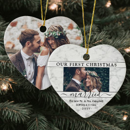 2写真1stクリスマスマ結婚したーブルフェイクハート セラミックオーナメント