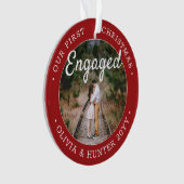 2写真1stクリスマスレッド婚約したエレガントとホワイト オーナメント (正面)