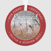 2写真1stクリスマスレッド婚約したエレガントとホワイト オーナメント (裏面)