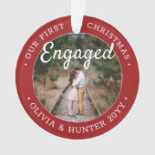 2写真1stクリスマスレッド婚約したエレガントとホワイト オーナメント (正面)