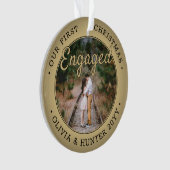 2写真1stクリスマス婚約したエレガントフェイク金ゴールド オーナメント (正面)