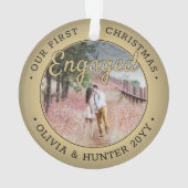 2写真1stクリスマス婚約したエレガントフェイク金ゴールド オーナメント (裏面)