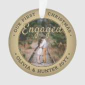 2写真1stクリスマス婚約したエレガントフェイク金ゴールド オーナメント (正面)