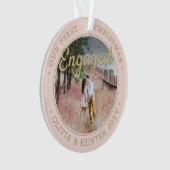 2写真1stクリスマス婚約した赤面ピンクと金ゴールド オーナメント (正面)