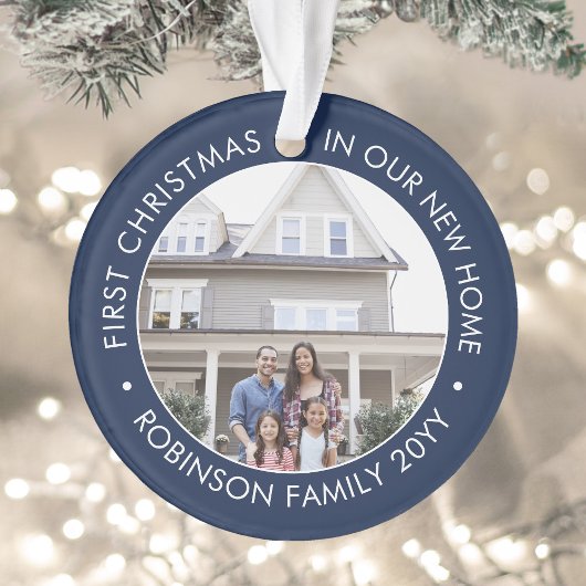 2写真1stクリスマス引っ越し祝いパーティーネイビーブルーホワイト オーナメント