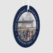 2写真1stクリスマス引っ越し祝いパーティーネイビーブルーホワイト オーナメント (正面)