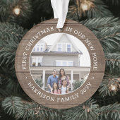 2写真1stクリスマス引っ越し祝いパーティーブラウンフェイクウッド オーナメント